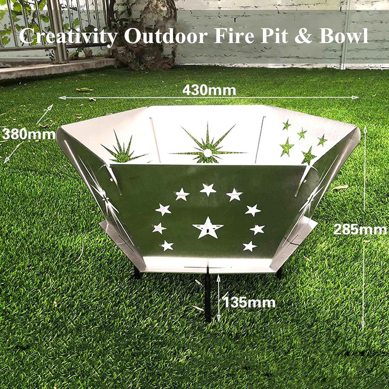 Fire Pit Portable Outdoor Fire Pits, Wrought Iron Bonfire Firepit Bowl, Wood Burning Fireplace BBQ Grill