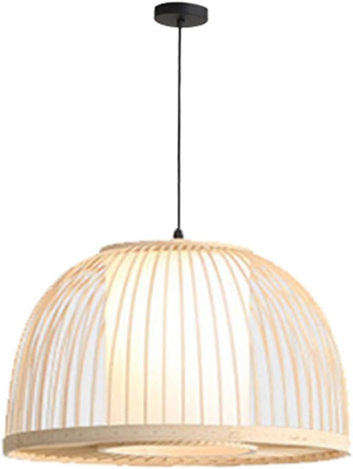Woven Bamboo Chandelier Ceiling Light Adjustable Tea Room Lighting Fixture Natural Wood Ceiling Hanging Light The Middle Century Lamp for Kitchen Island Dining Room E26 Base Socket,