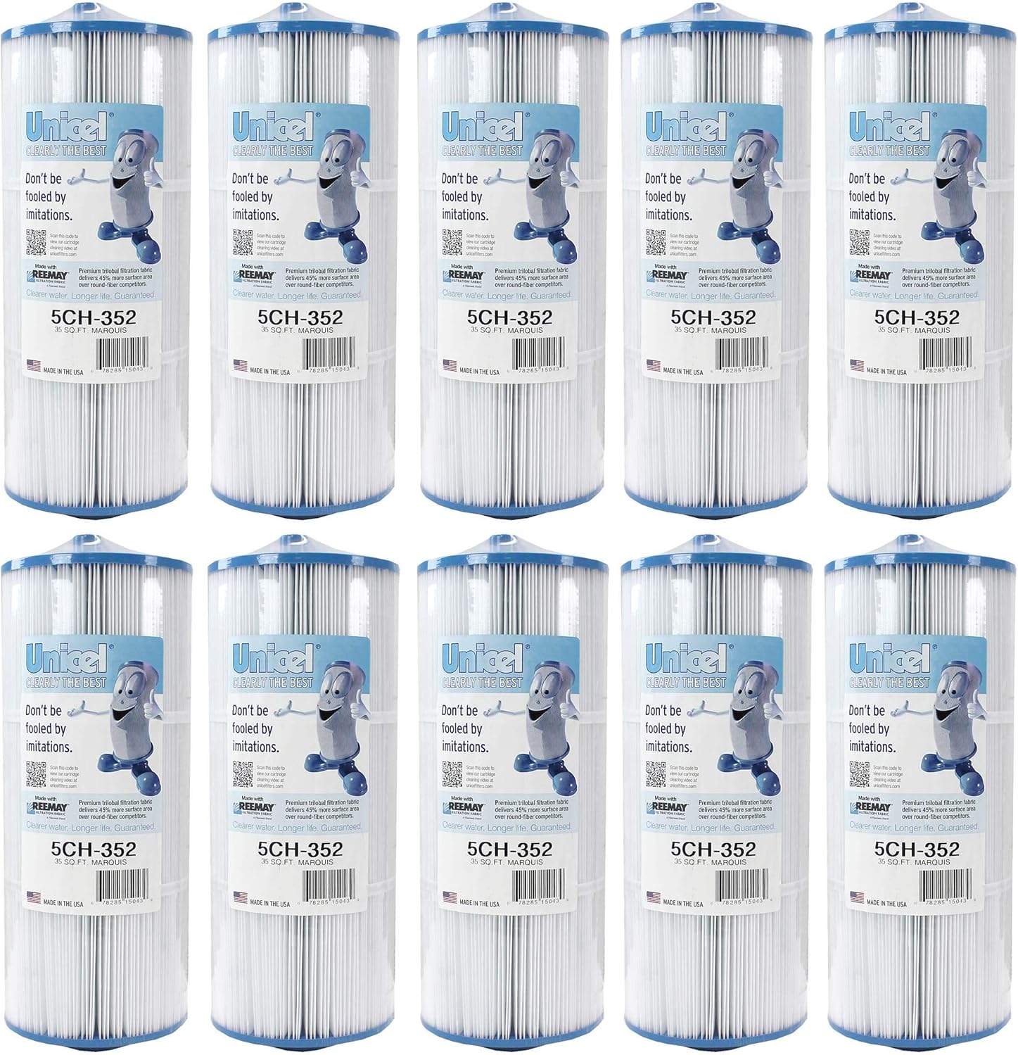 Unicel 5CH-352 35 Square Foot Media Replacement Hot Tub Spa Filter Cartridge with 151 Pleats (10 Pack)