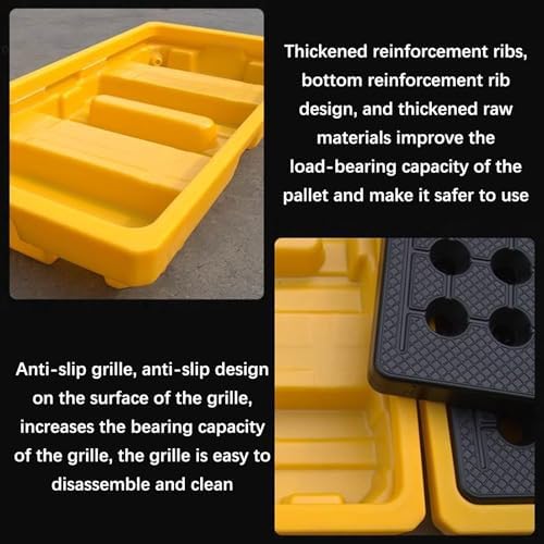 Oil Drum Tray,Spill Platform, Stackable Anti-Slip Spill Containment Platform, Modular Outdoor Warehouses Factory Garage Storage Oil Drums Spill Pallets, Polyethylene Leakproof Tray (Size :
