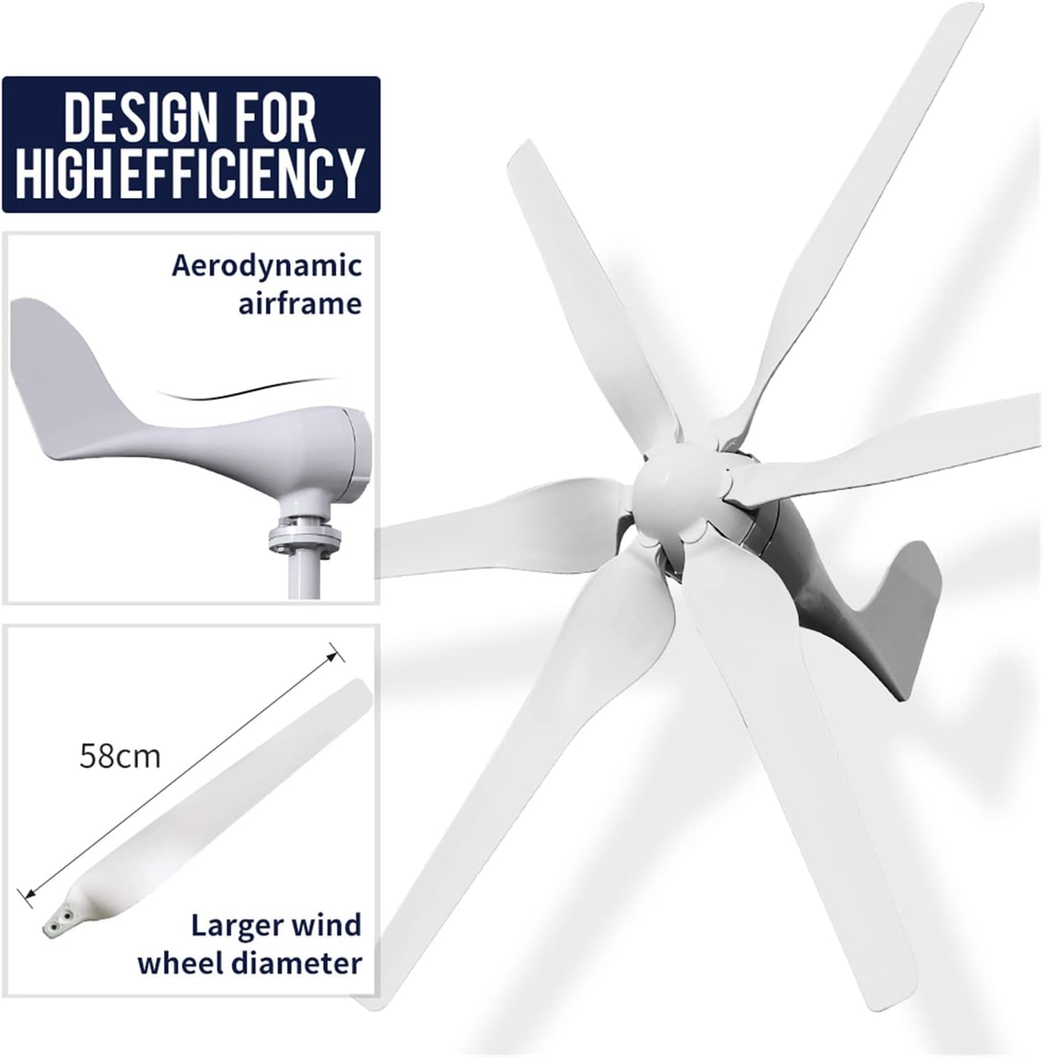 Wind Turbine Wind Turbine Generator 400w 600w 800w Free Energy Horizontal Wind Turbine Generator 12/24V With Controller (Color : 3, Size : TURBINE ONLY_24V), 1005001396020243