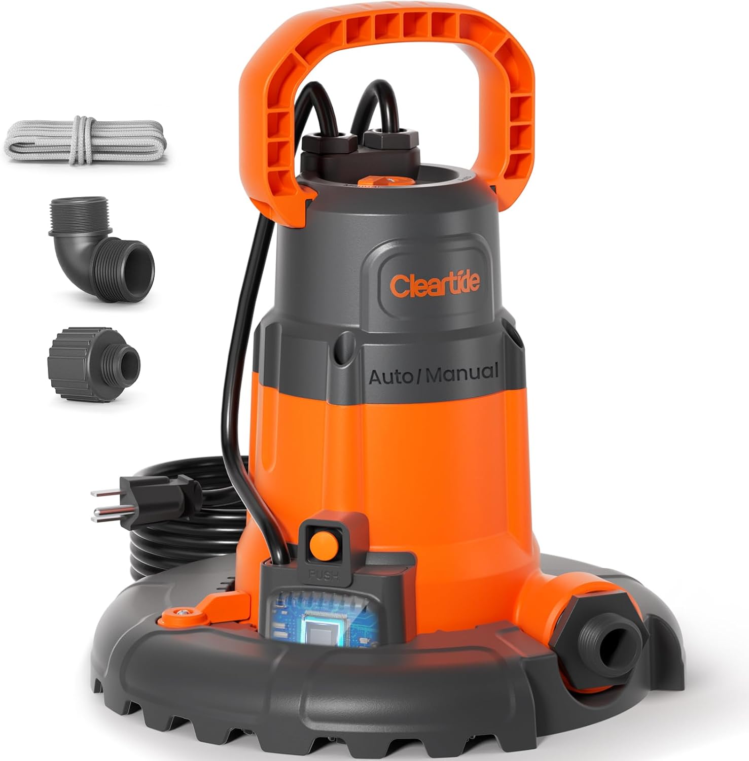 Cleartide 1/4 HP Automatic Pool Cover Pump, Smart Auto/Flexible Manual Mode,120V AC, 2160 GPH Pump for Inground or Above Ground Swimming Pool Cover, Pond, Basement, Window Well, with 25ft Power Cord