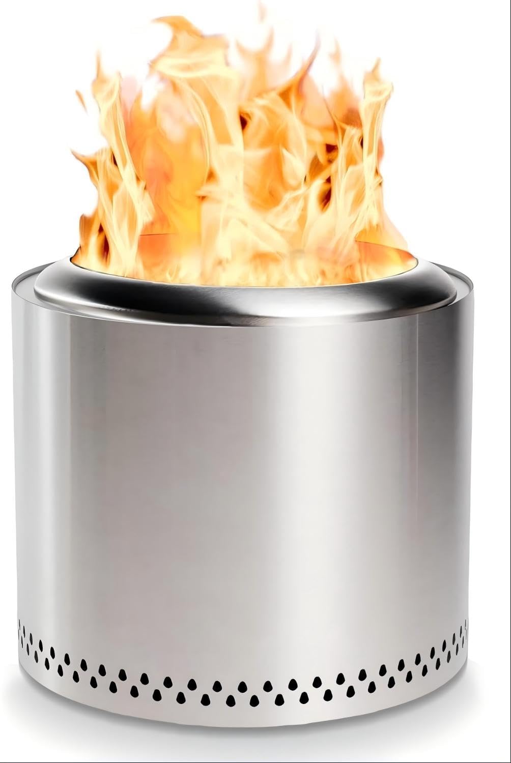 Red Mountain Valley 19'' Portable Wood Burning Smokeless Fire Pit with Removable Ash Pan, Outdoor Fireplaces for Camping, Patio, Stainless Steel None-Smoke Firepits for Outside, Silver