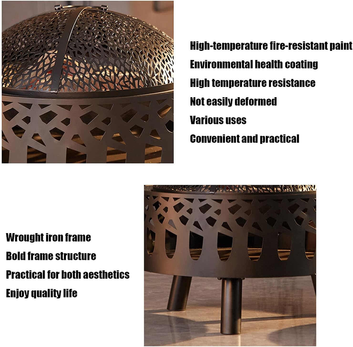 Portable Folding Bowl - Wood Burning 22in Firepit Firebowl & Backyard Firepit