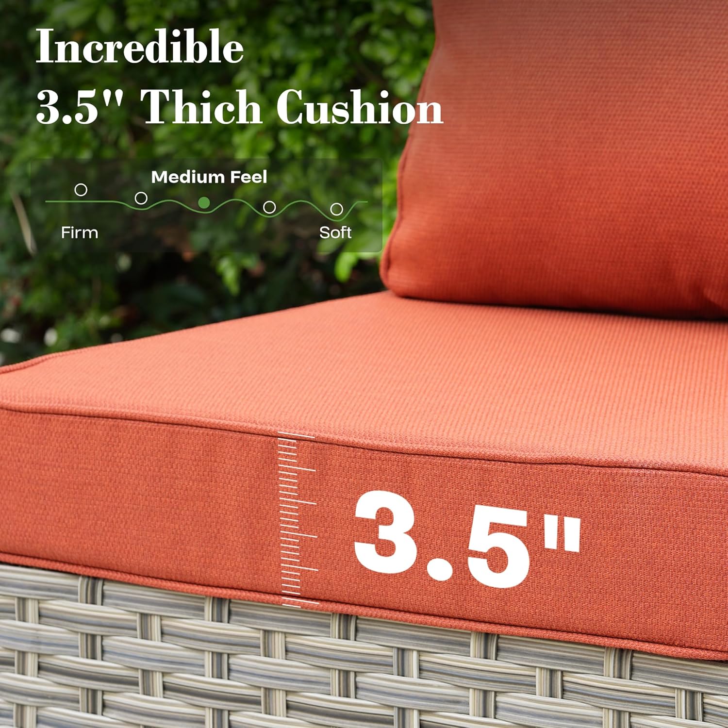 11 Pcs Patio Furniture with Fire Pit Table, Outdoor Rattan Wicker Conversation Set with Glowing Coffee Table, Comfy Sectional Sofa for Porch Balcony Backyard Pool, Orange