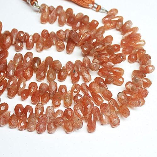 13 inch natural beads strand of 15mm faceted drop sunstone gemstone briolletes beads for DIY jewelry - necklace, bracelet, earring, ring.