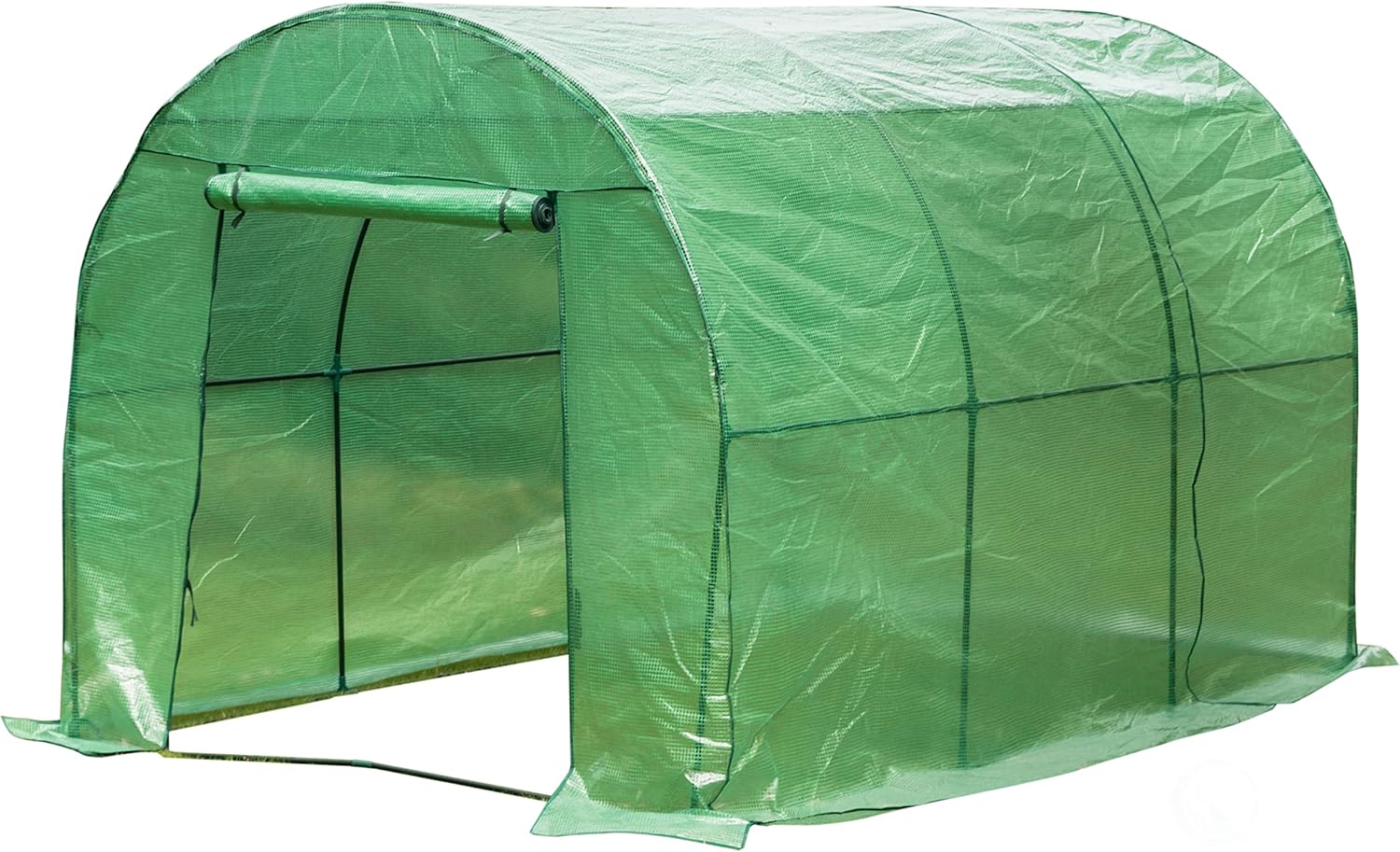 Gardenised 10 FT Green Outdoor Portable Garden Plant Walk-in Greenhouse Tunnel and Garden Plant Hot House with Roll-up Zipper Door Waterproof