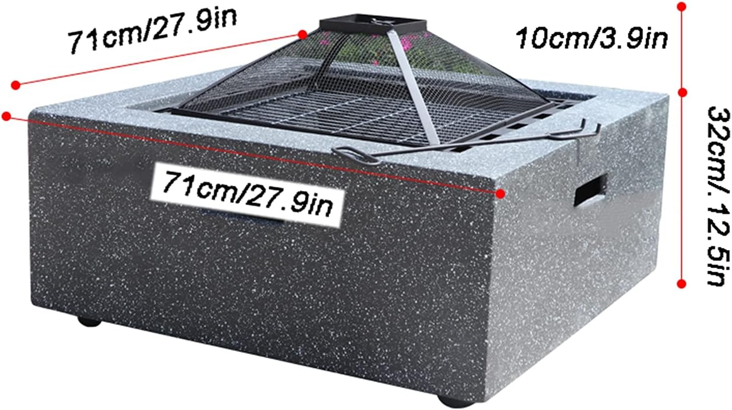 Garden Fire Pit Grill Bowl Grill Barbecue Rack Fire Pit Outdoor Wood Burning fire Pit, with Spark Screen, Fireplace Poker, Outdoor Courtyard fire Pit, with Barbecue Set