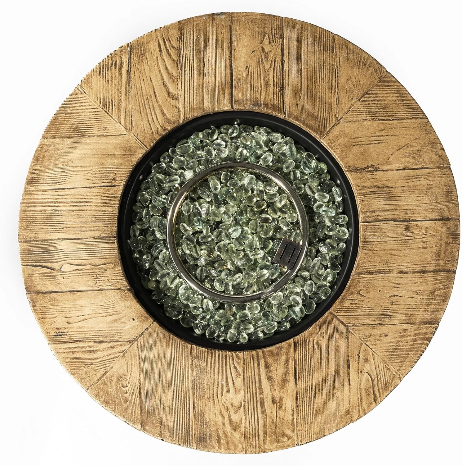 30 Inches Round Black Propane Fire Pit Table with Lava Rocks – Outdoor/Indoor Heating for Patio, Deck, Living Room (1 Doors)