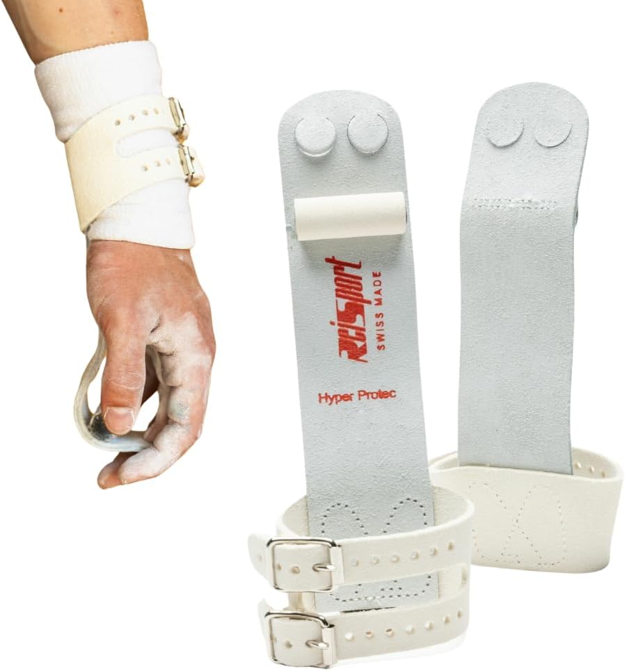 Reisport Protec Ring Gymnastics Grips for Men - Triple Strength Leather Hand Grips for Gymnastics Rings - Gymnastics Equipment & Accessories for Advanced Gymnasts