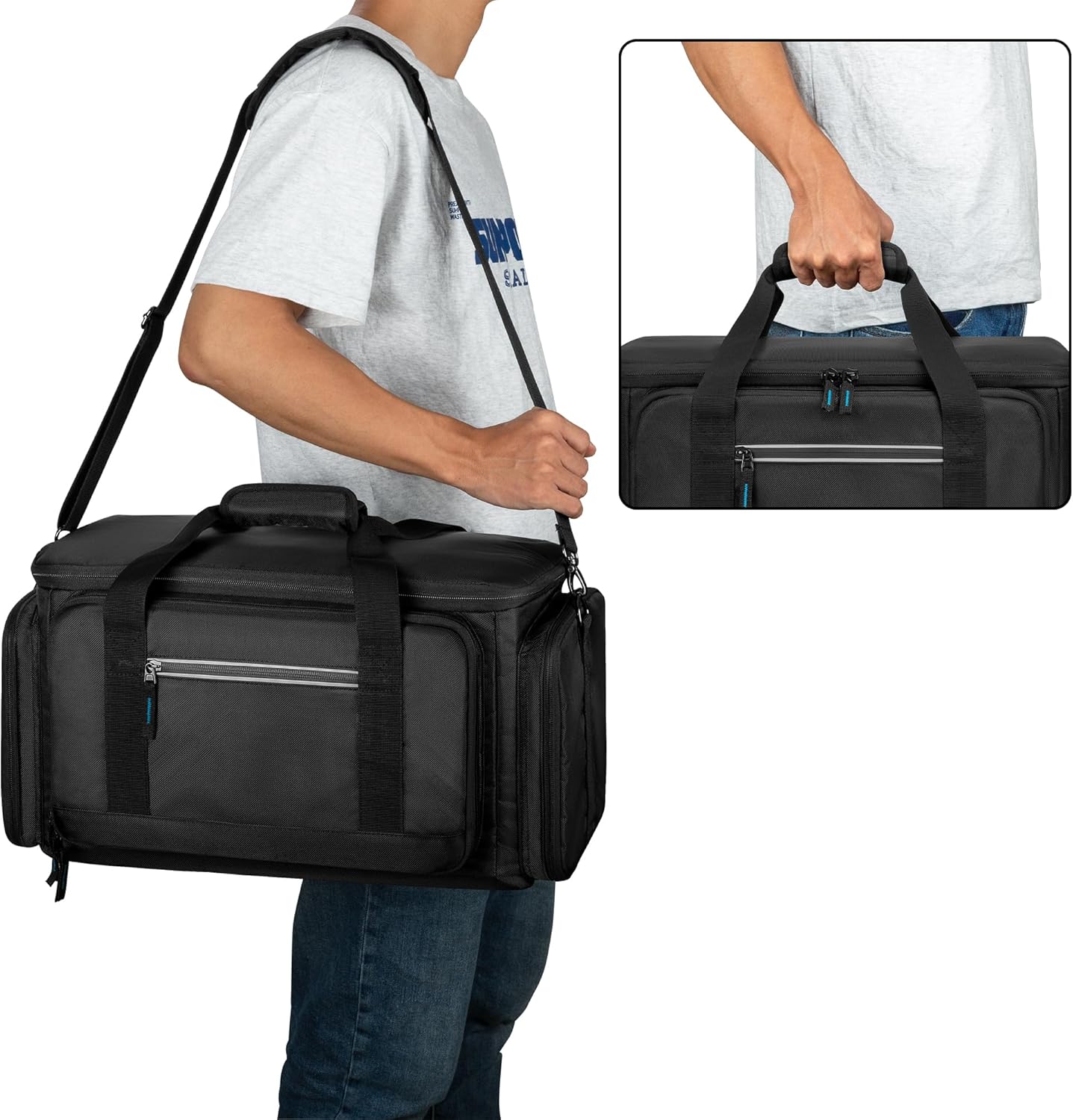 Trunab Portable Station Carrying Case Compatible with DJI 1000 Power Station Generator, Protective Shoulder Bag with Transparent Front Panel and Heat-Dissipating Side Zippers,Black