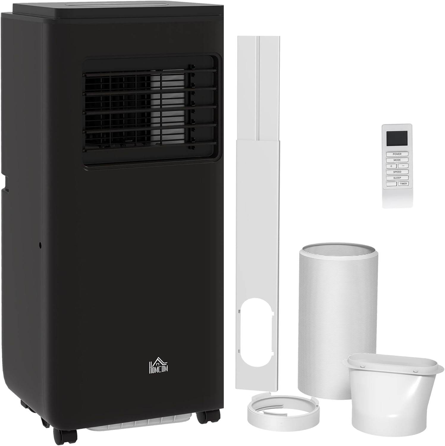 HOMCOM 8000 BTU Air Conditioner for Rooms Up to 345 Sq. Ft., 5-in-1 AC Unit with Cooling Fan, Dehumidifier, Auto, Sleep & Remote, 24H Timer On/Off, Window Installation Kit, Black
