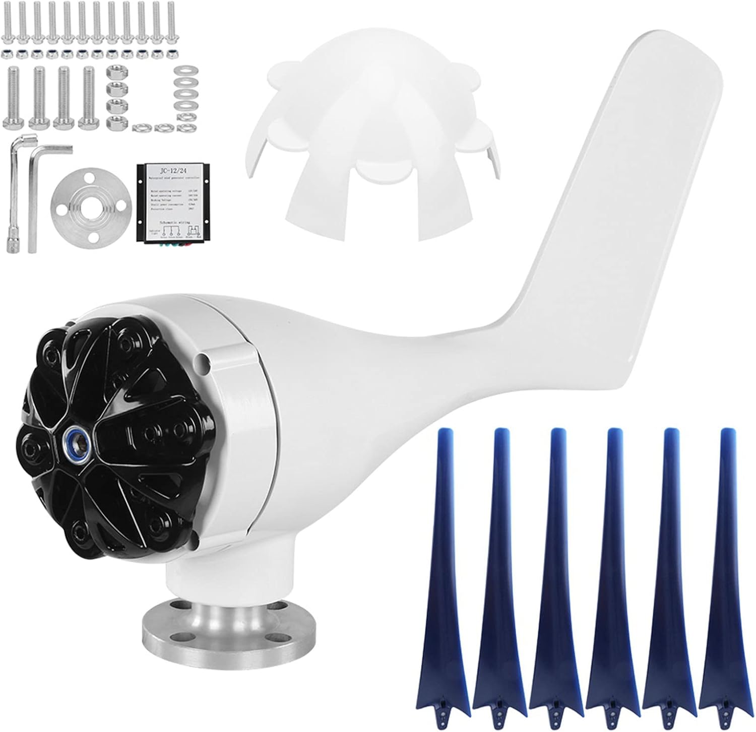 Small Wind Generator 6 Blade Power Supply Windmill Turbines Kit for Monitoring Boat 300W (24V)