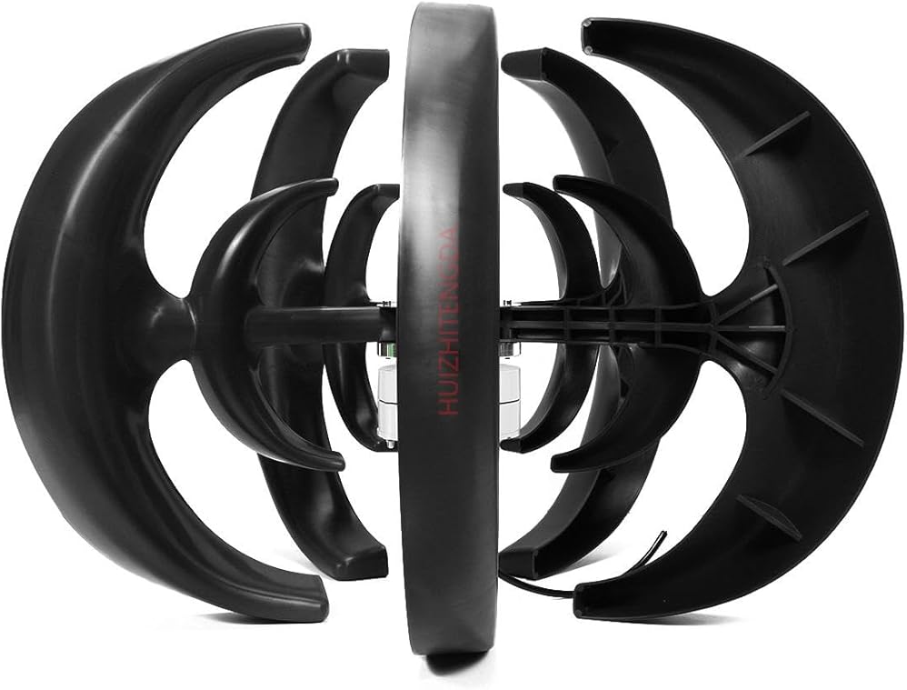 2000W 5 Blades Vertical Wind Generator Set,12V-220V Magnetic Levitation Vertical Wind Turbine for Household Gardens with MPPT Controller(Black)