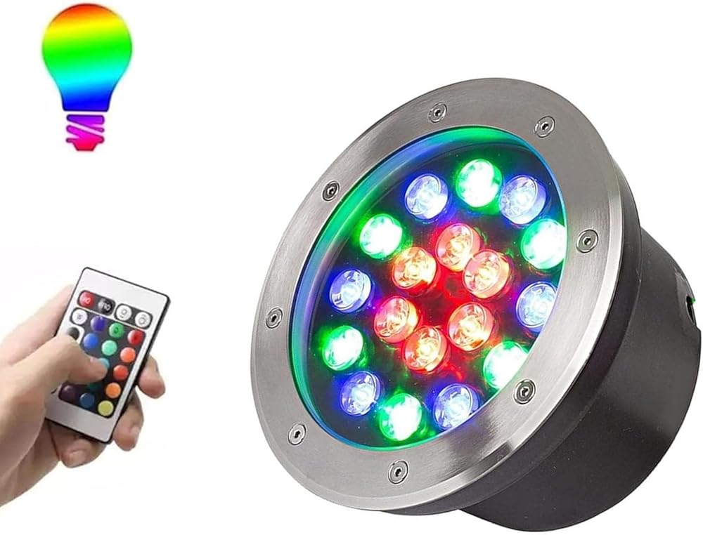 LED Underwater Pond Lights - Submersible RGB Fountain Light, IP68 Waterproof Stainless Steel Recessed Pond Spotlight, Color Changing Landscape Lights with Remote Control(12V-RGB,36W)