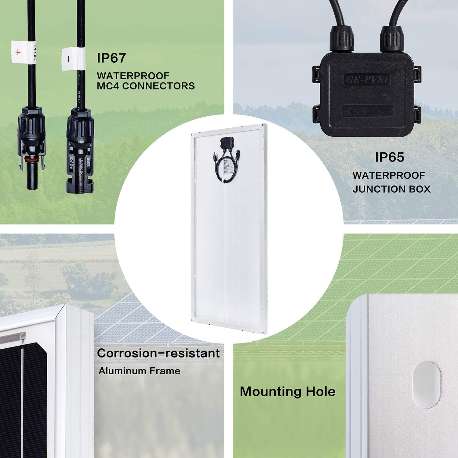 Topsolar Solar Panel Kit 100 Watt 12 Volt Monocrystalline Off Grid System for Homes RV Boat + 30A 12V/24V Solar Charge Controller +Solar Cables + Z-Bracket for Mounting