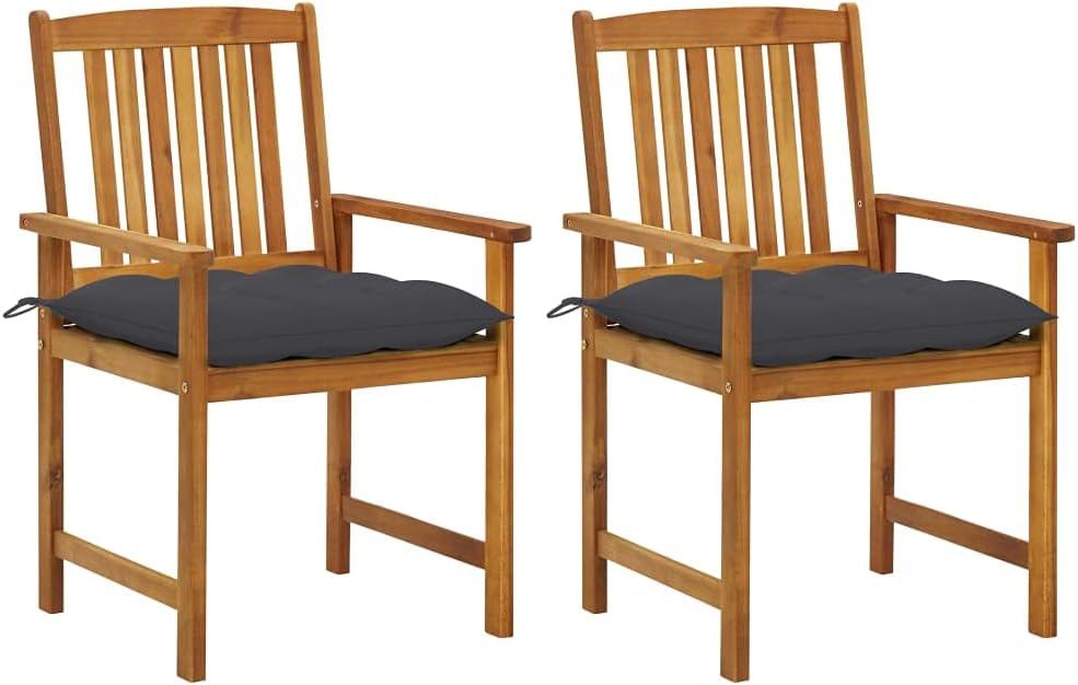 Patio Chairs with Cushions 2 pcs Solid Acacia Wood,Rustic Acacia Wood, Outdoor Patio Chairs with, Cushions Set of 2 Outdoor Furniture, Outdoor Chairs