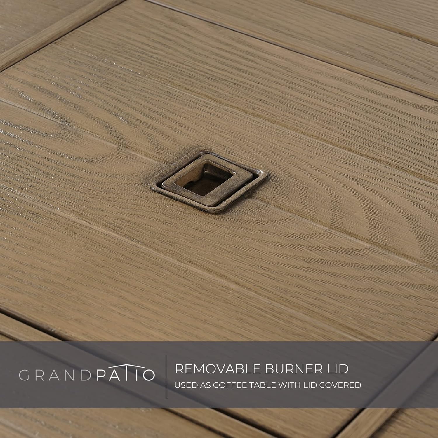 Grand Patio 29 Inch Propane Fire Pit Tables 50000 BTU Outdoor Dinning Gas Fire Table with Lid,CSA Safety Certified,for Garden, Backyard, Deck(Brown-Square)