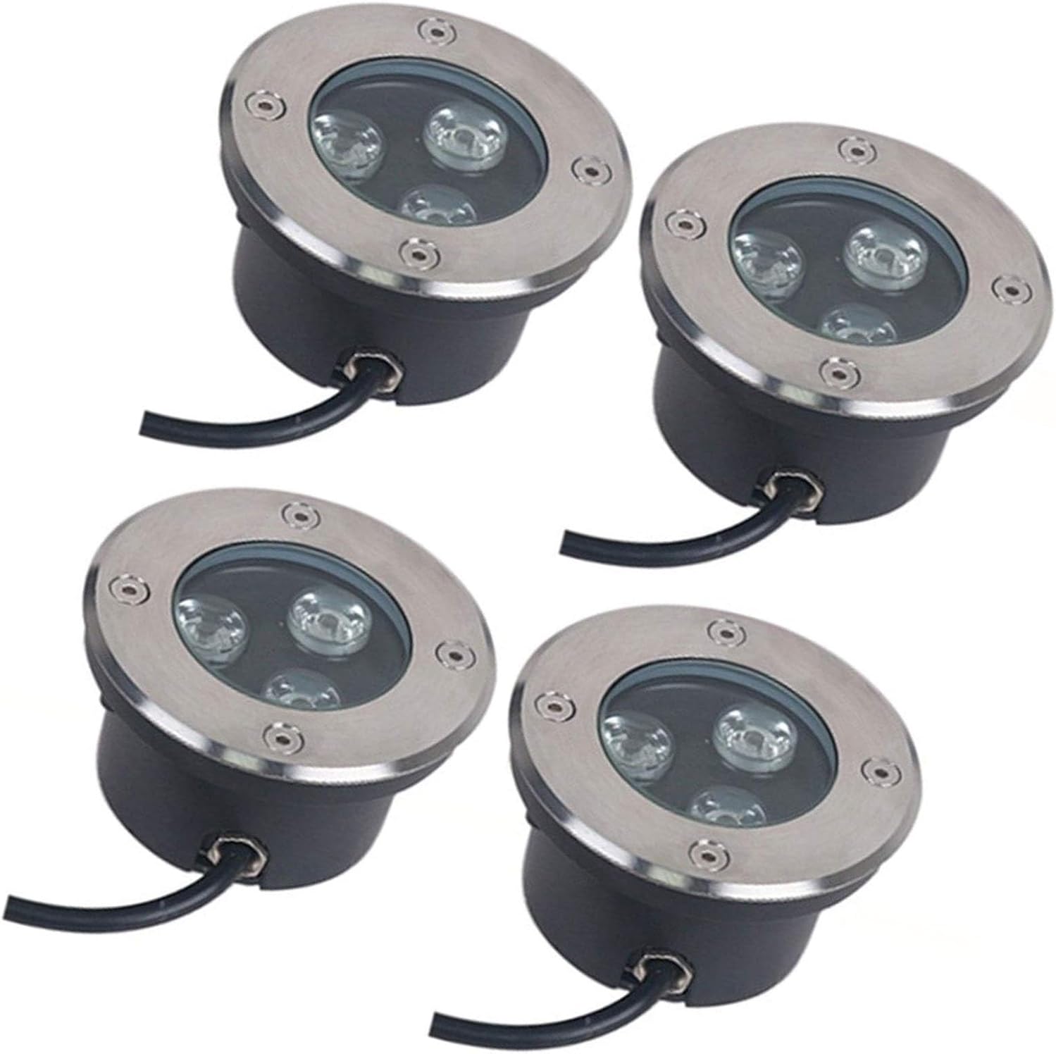 4PCS LED Beam Spotlight - 3W Outdoor Underground Light, Ultra-Thin Recessed Patio Floor Light, IP67 Waterproof Landscape Lights, Built-in Lamp for Sidewalk, Garden(Yellow,12V)