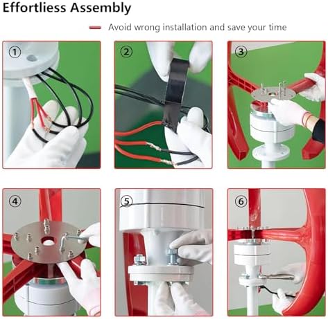 12000W Vertical Wind Turbine Generator Kit - 12V/24V/48V/110V/220V, 5-Blade 3-Phase AC Permanent Magnet, Ideal for Hybrid Wind Solar Systems, Red Color