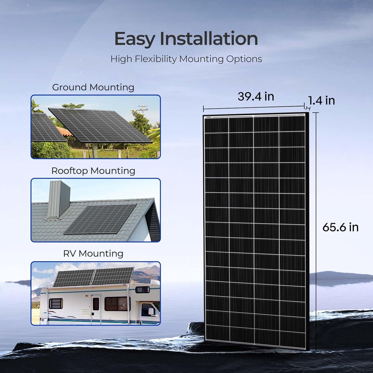Renogy Solar Panels 2560 Watt, 8PCS 320W Solar Panel, N-Type 18BB Monocrystalline On/Off Grid, 25% Cell Efficiency IP68 Weatherproof Solar Module for 12/24 Volts PV System Homes Rooftop Farm Garden