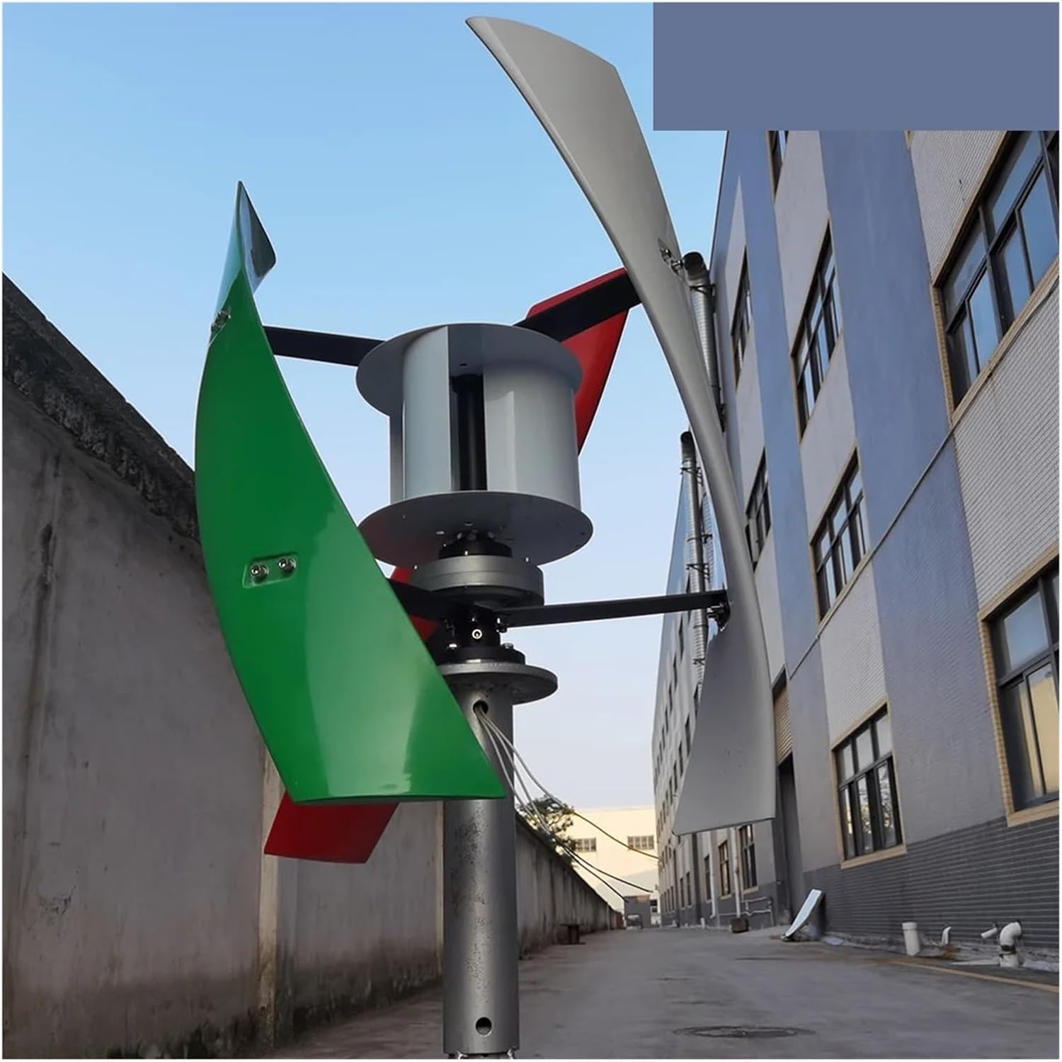 5KW Vertical Axis Wind Turbine Generator 24V 48V Low Noise Low Start Wind Speed Home Appliance for Off Grid System Output Low Starting Speed for Home(with Hybrid Charger,12V)