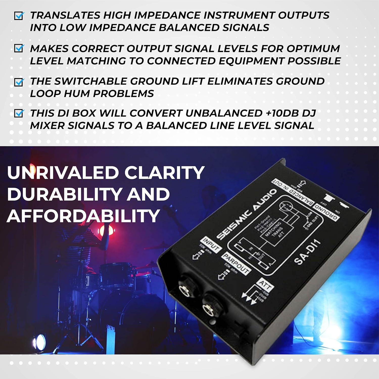 Seismic Audio Speakers Passive Direct Box with Ground Left and Attenuator Switch DI Box, Pair of Passive Direct Boxes