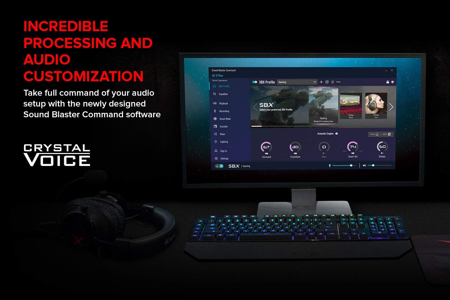 Creative Sound BlasterX AE-5 Plus SABRE32-class Hi-res 32-bit/384 kHz PCIe Gaming Sound Card and DAC with Dolby Digital and DTS, Xamp Discrete Headphone Bi-amp, Up to 122dB SNR, RGB Lighting System