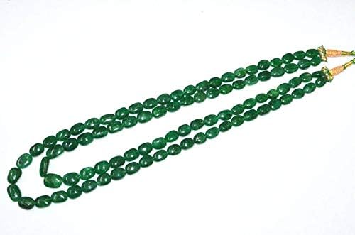 2 Lines Dyed Emerald Smooth Oval Shape Necklace, Dyed Emerald Smooth Oval Beads, Emerald Necklace, 9x12-12.5x15 mm