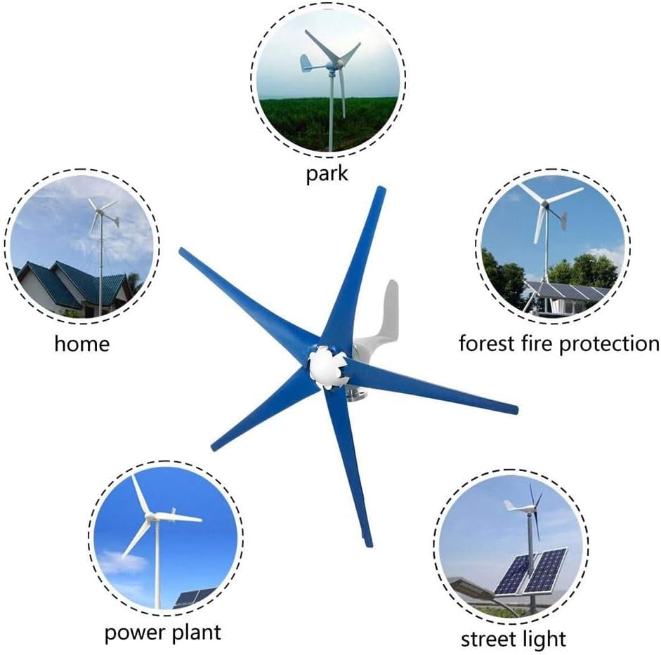 800W Wind Turbine Generator, 5-Blade Wind Power System with Charge Controller, 12V/24V Windmill for Marine, RV, Home - Ideal Hybrid Solar & Wind Energy Solution