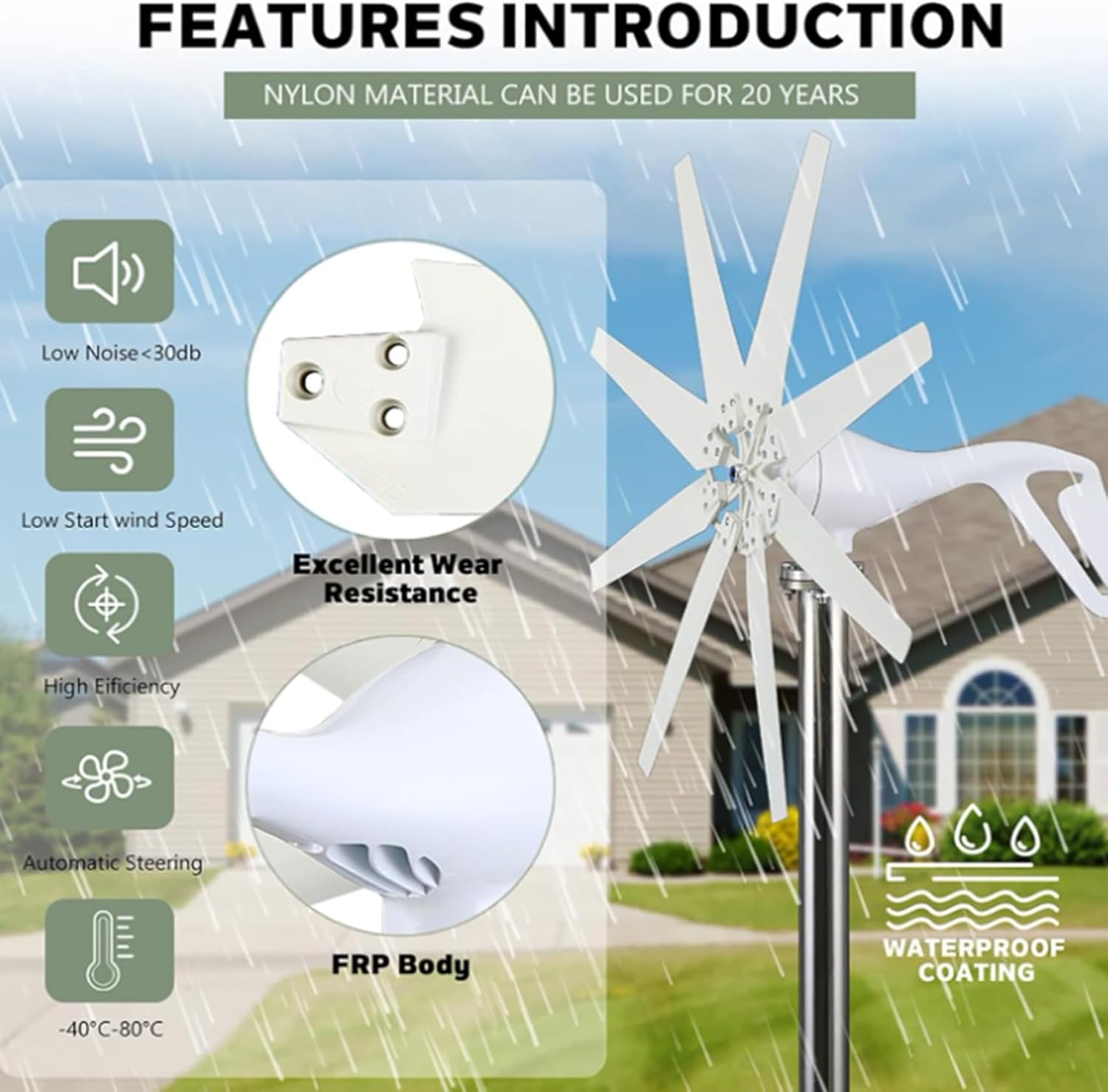 8 Blades12000w Wind Turbine 12V 24V 48V High Efficiency Horizontal Windmill Off Grid System Home RV Farm(with Controller)