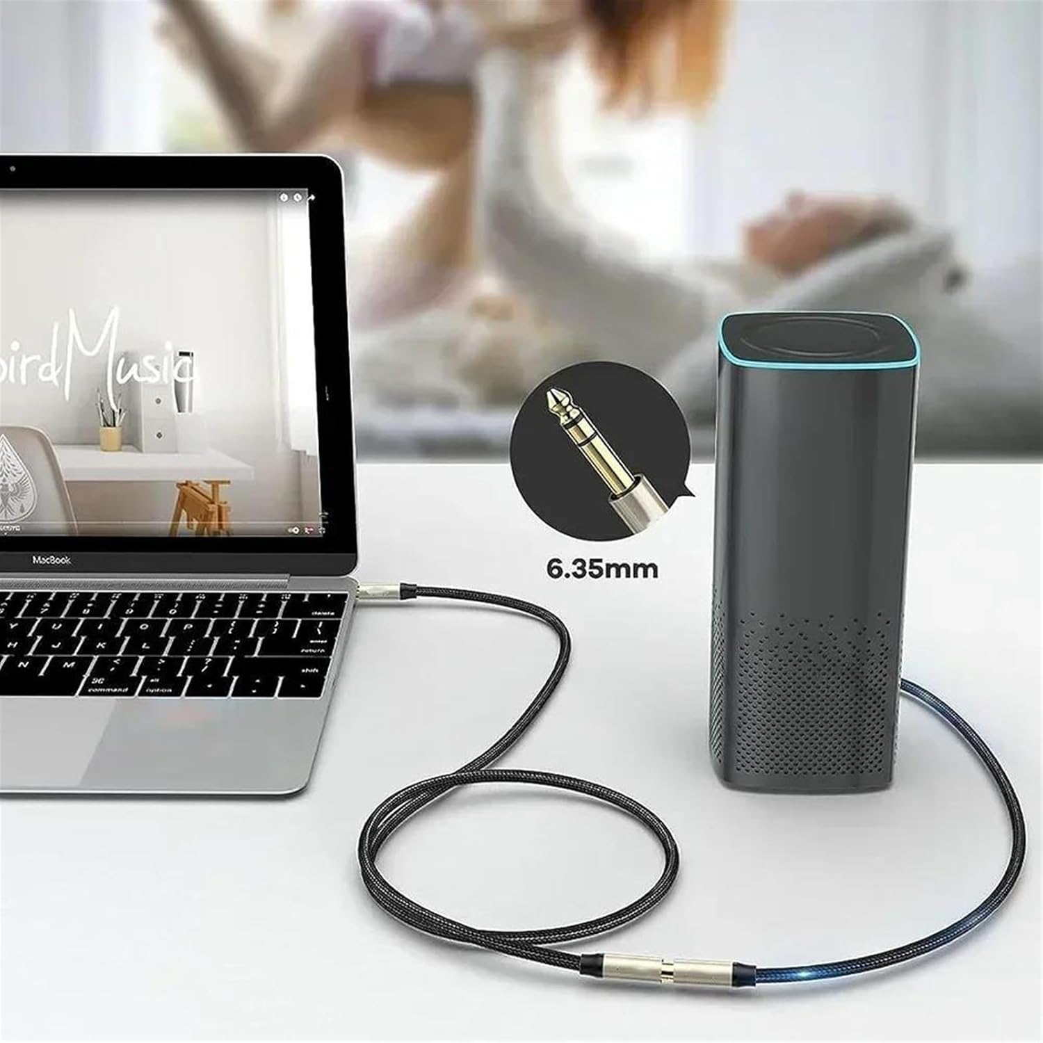 Guitar Audio Cable 6.35 Male to Female 3.5 Extension Cable 1/4 to 3.5mm Stereo Jack Cable for Guitar Amplifier Keyboard Piano(Pack of 5,2m)