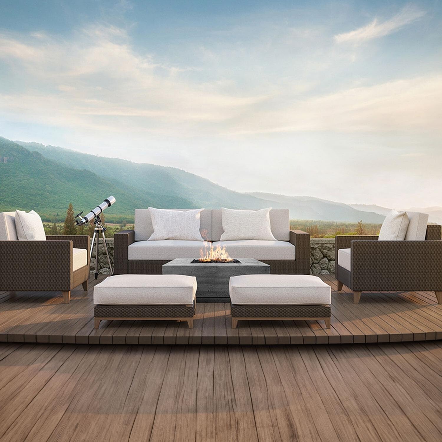 Lakeview Cascata Bay 2 36-Inch Propane Square Fire Pit Table - Pewter - SCPH-406-4LP