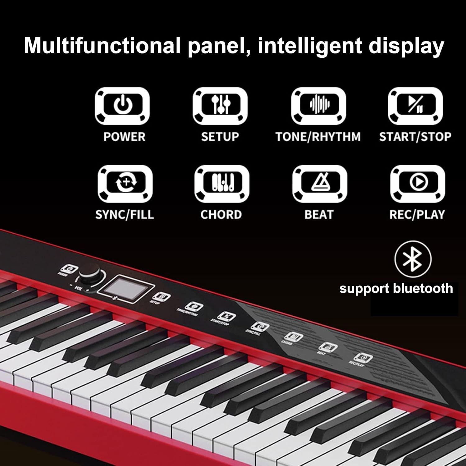 88 Key Digital Piano Keyboard With Hammer-Action Weighted Keys Electric Piano Bluetooth MIDI Connection Built-in HIFI Dual Speakers Include Stand, Sustain Pedal For Beginner, Professional(Black)