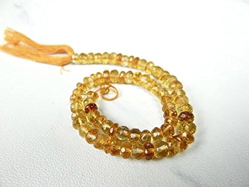 13 inch natural beads strand of 4.5mm faceted rondelle citrine gemstone beads for DIY jewelry - necklace, bracelet, earring, ring.