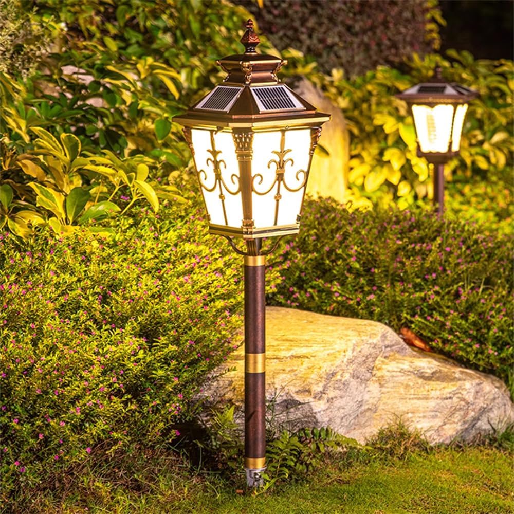 Contemporary Outdoor Solar Lawn Lamp Waterproof Villa Garden Courtyard District Residential Quarters Lawn Lamp (Style 31 H92CM Solar 1PCS)