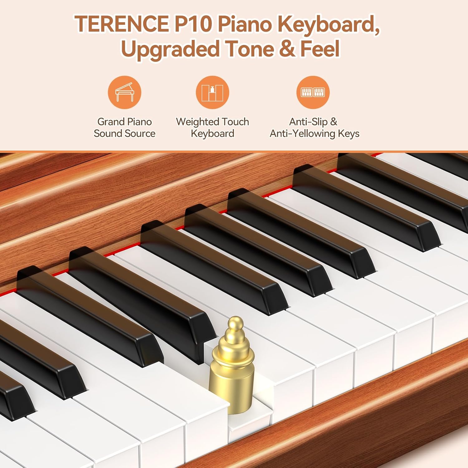 TERENCE Digital Piano 88 Key Semi-Weighted Keyboard,Full-Size Keyboard Piano for Beginners,Electric Piano with Stand,Triple Pedal,Removable Music Stand,Power Adapter