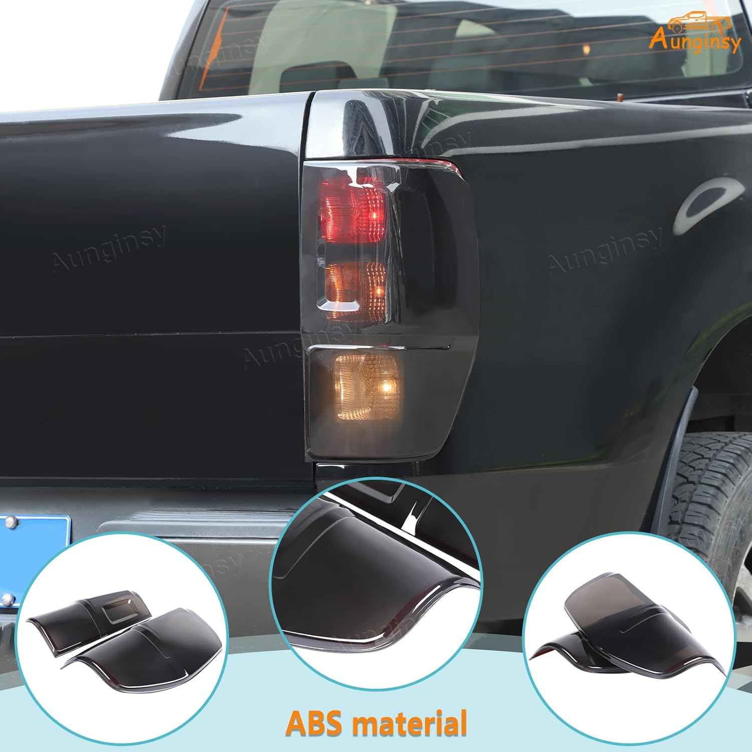 Aunginsy Tail Light Lamp Cover Trim Compatible with Ford Ranger 2015-2022 Rear Taillight Lamp Cover Shell Shade Smoked Black Frame Bezels Cover Rear Headlight Protector Cover ABS Exterior Accessories
