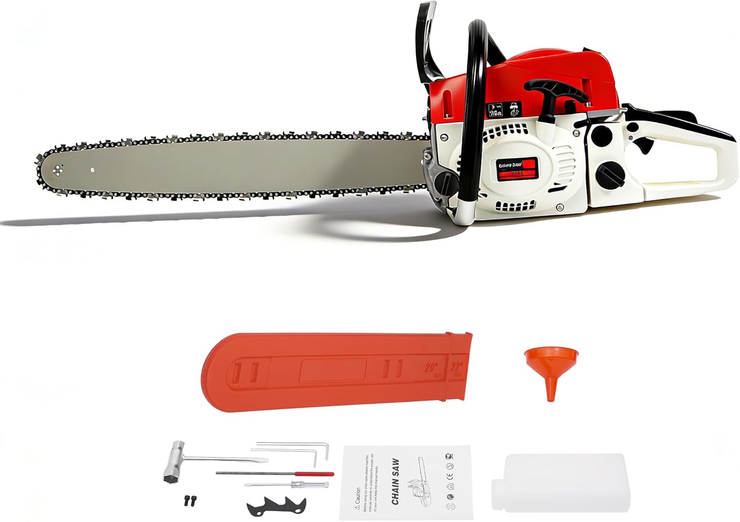 52CC Gasoline Chainsaw, 2 Cycle Handheld Gas Powered Chainsaw 22Inch Petrol Chainsaw Power Head with Single Cylinder, Air-cooled for Tree Wood Cutting