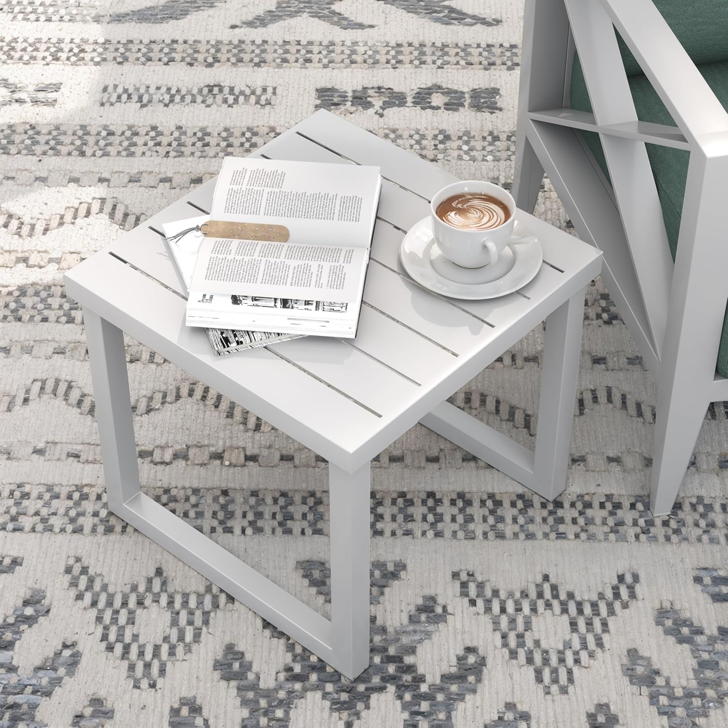 Aluminum Patio Furniture Set with Fire Pit Table,7-Seats Patio Sectional Conversation Sofa with 6