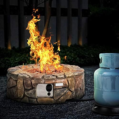 Happygrill Propane Fire Pit Outdoor Patio Gas Burner Stove with Cover & Artificial Stone Rocks