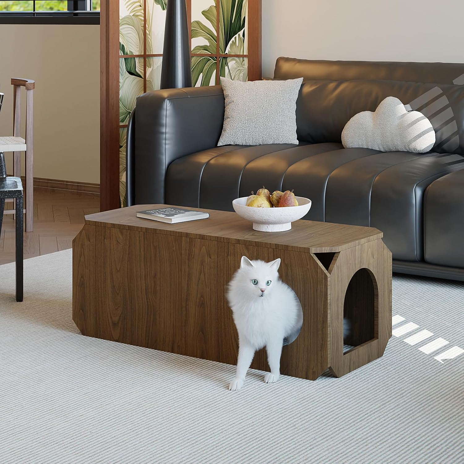 Rectangular Coffee Table,Coffee Table,Rustic Wooden Center Table,Tea Tables Farmhouse Storage Cabinet Anti-Collision for Living Room,Office,Apartment