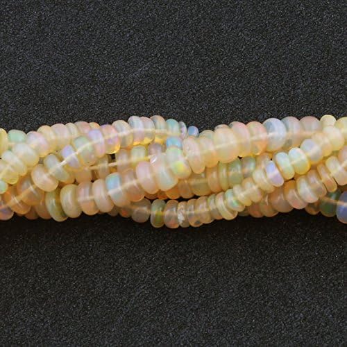 3 Strand Natural Welo Opal Ethiopian Plain Rondelles- OPAL Smooth Round Beads 4mm-6mm 16 inches