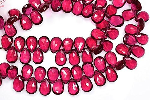 13 inch natural beads strand of 8x12mm faceted pear rubelite pink quartz gemstone briolletes beads for DIY jewelry - necklace, bracelet, earring, ring.