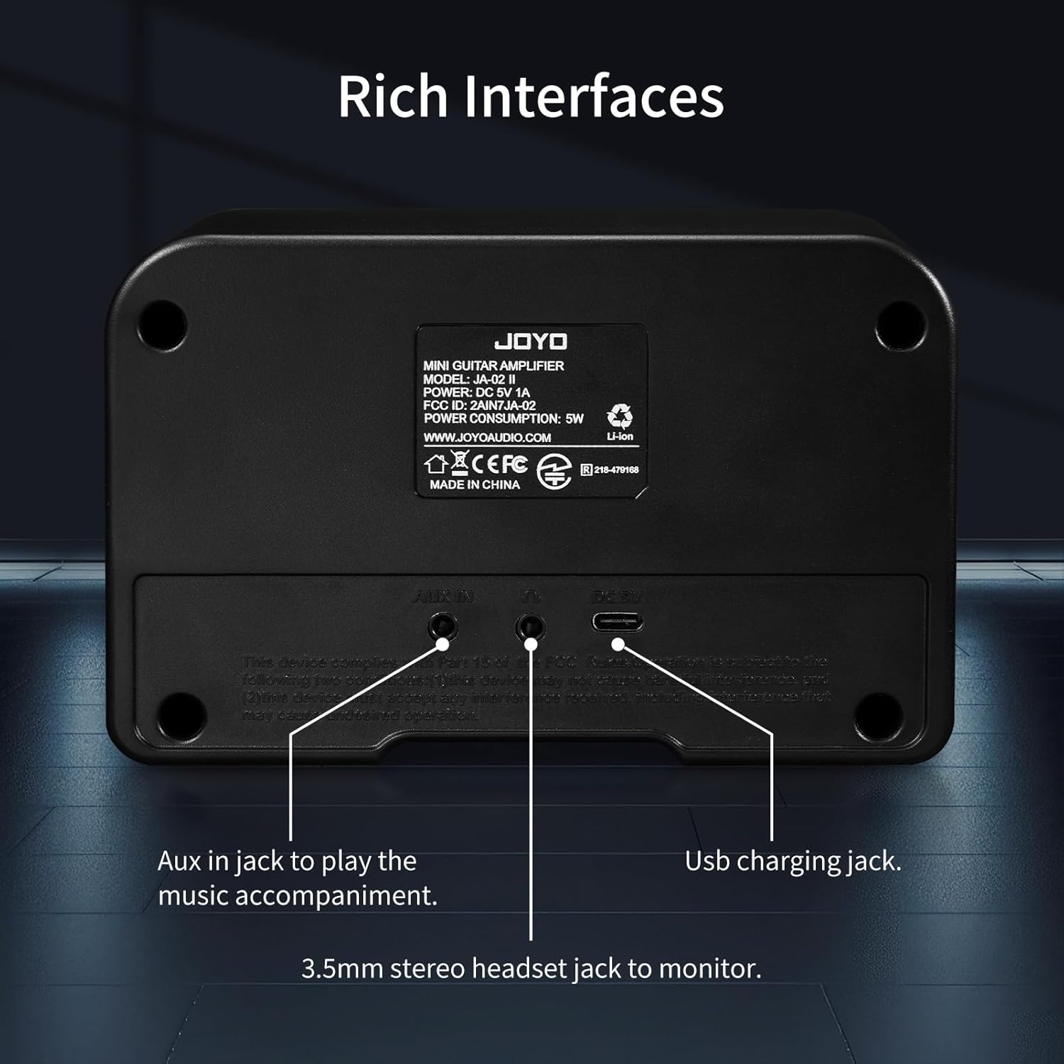 JOYO JF-26 Classical Vintage Fuzz Pedal and 5W Mini Guitar Combo Amplifier JA-02 II Black