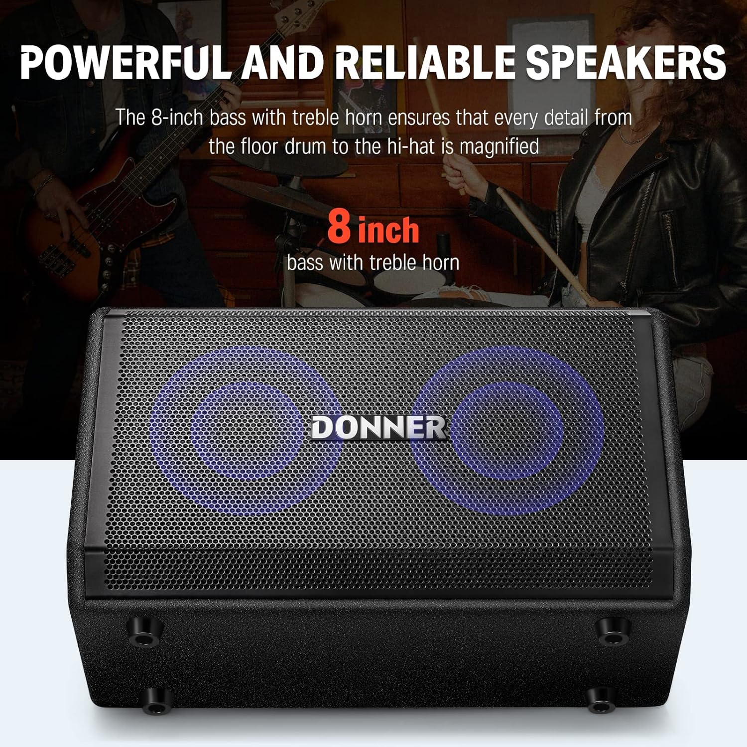 Donner Electric Drum AMP, 80-Watt Wireless Electronic Drum Amplifier Professional DDA-80