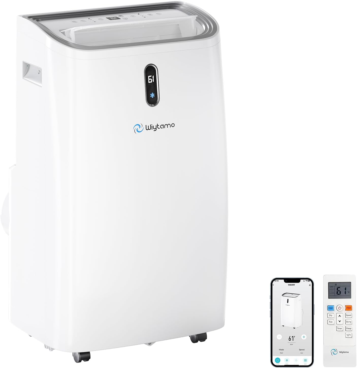 14,000 BTU Portable Air Conditioners Cool Up to 700 Sq.Ft, Portable AC Unit with WiFi & Remote/Sleep Mode/Auto Swing Fans, Cool, Heat, Dehumidifier & Fan 4 in 1 Air Conditioner for Room, Garage