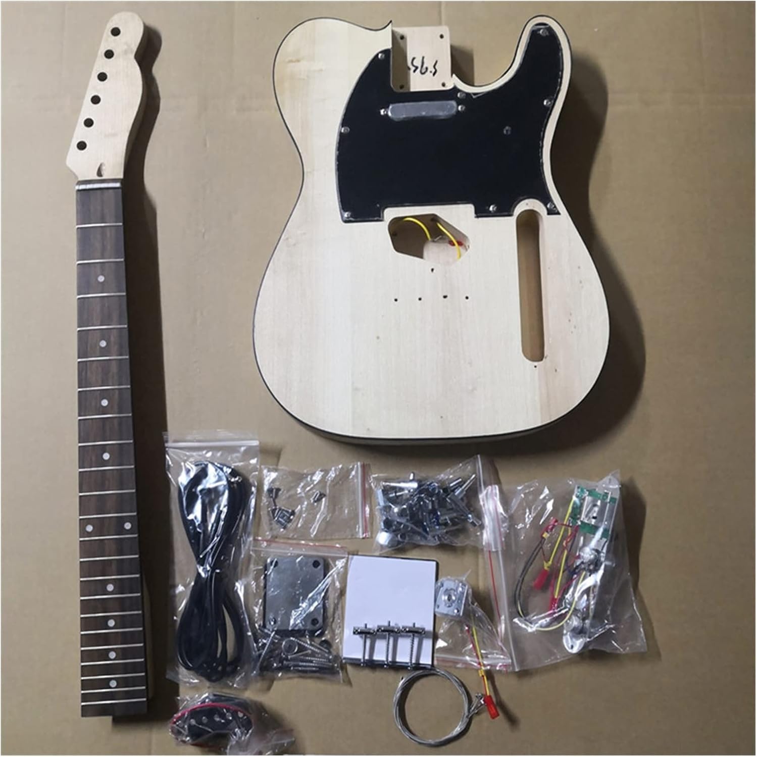 DIY Electric Guitar Kit Unfinished Basswood Body Rosewood Fingerboard 22 Frets DIY Electric Guitar Set Kits