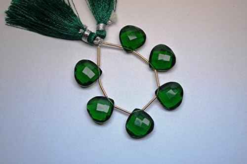 2 Strands AAA 3 Matched Pairs 14mm Tsavorite Green Quartz Microfaceted Heart Briolette Beads-Heart Shape Pair Bead
