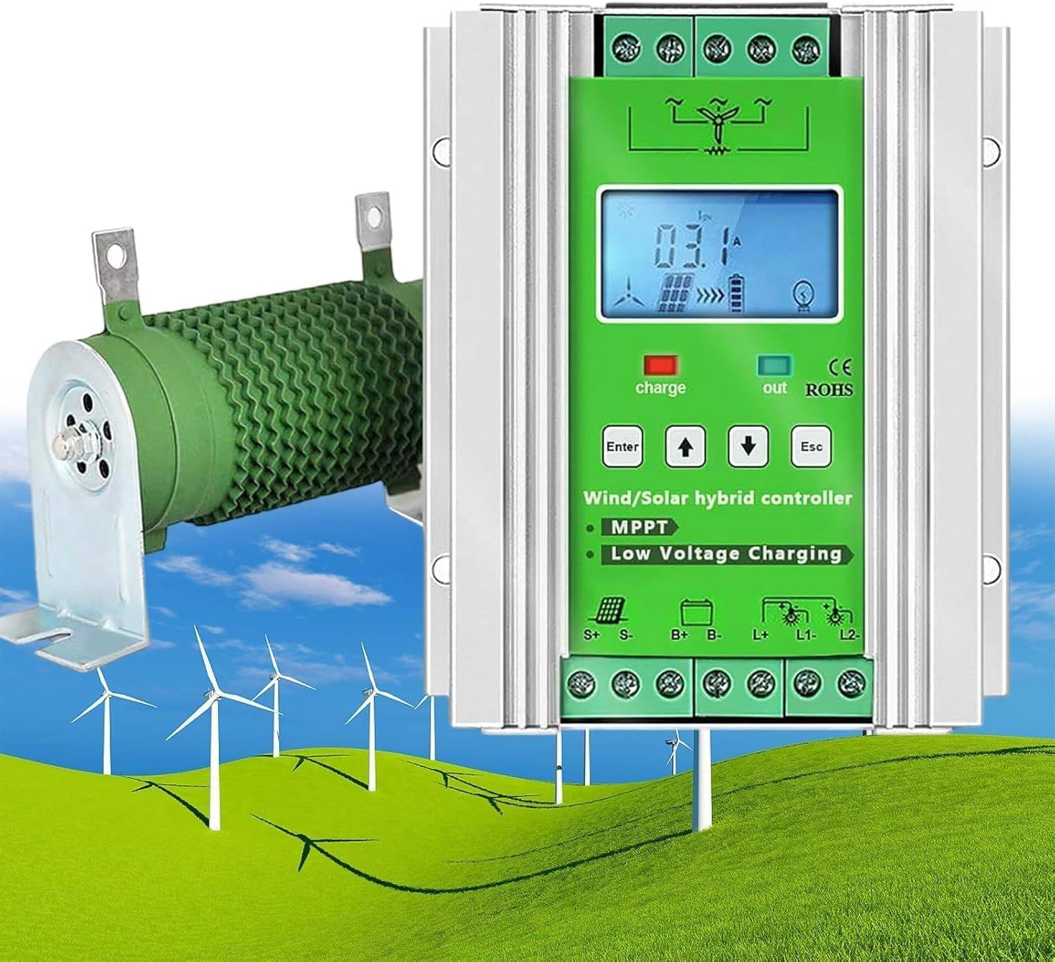 Auto Regulator,Wind Solar Hybrid Charge Controller,Mppt Charge Boost Generator,12V 24V 48V Lighting Equipment Automatic Controller 24V-3000W